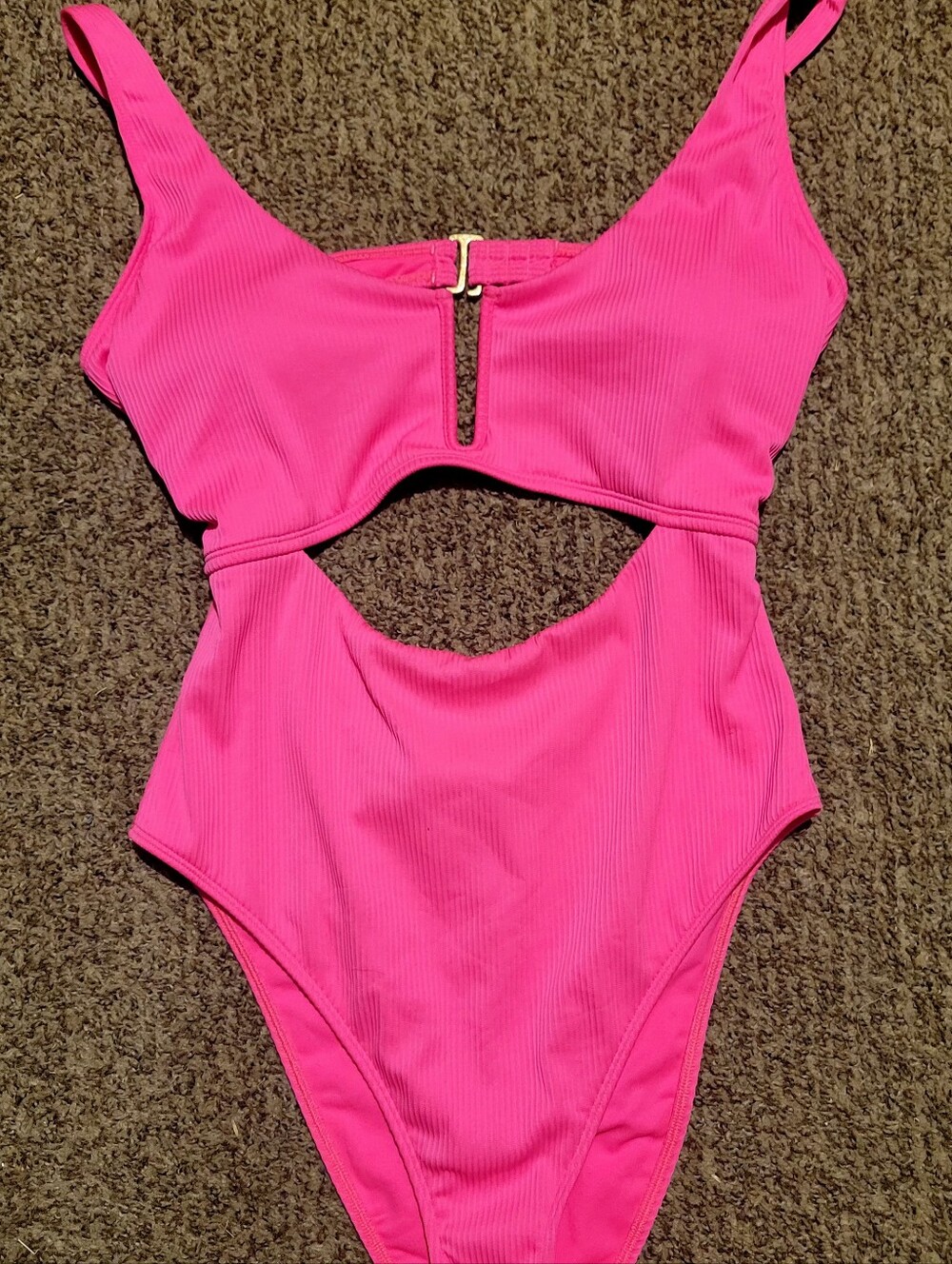 Hollister Vibrant Hot Pink Ribbed Cutout One-Piece Swimsuit